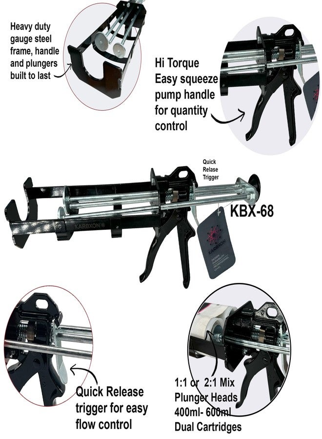 KARBXON 400 ml /13.5 oz (1:1 and 2:1) 26:1 High Thrust Dual Component Cartridge Gun-KBX68B - Image 2